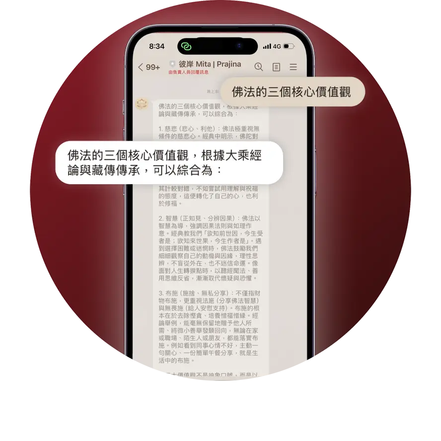 彼岸是一個結合藏傳佛學智慧與 Prajina AI 技術的個人對話空間。